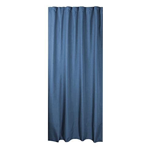 Vorhang Kräuselband Gardine Leinenoptik-Struktur Blickdicht ca. 140 x 245 cm (B/L) Blau modisch zeitlos und perfekt kombinierbar für EIN modernes Wohnambiente von Haus und Deko