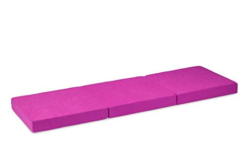 Chilly pilley Gästematratze 3-teilige Klappmatratze Faltmatratze Hochwertige 3 Teilige Memory Foam Schaumstoffkern & Abnehmbarem Bezug (195 x 60 x 10, Rosa) von Haus & Garten