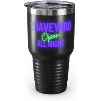 Friedhof Geöffnet All Night | Goth Tumbler 30Oz Edelstahl Halloween Tanzende Skelette von HausDraculis