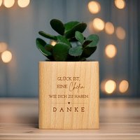 Geschenk Chefin Chef, Personalisierter Pflanzentopf Aus Hochwertigem Holz Mit Gravur, Dankeschön Chef Büro von HausEsther