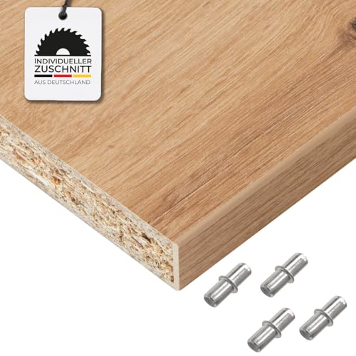 Hausfux Einlegeboden, Regalboden nach Maß - 1,9 cm Starke Spanplatte, melaminbeschichtet, einseitige ABS-Kante - Made in Germany - Maßanfertigung - für Möbelbau (Artisan Oak, 130 x 40 cm) von Hausfux