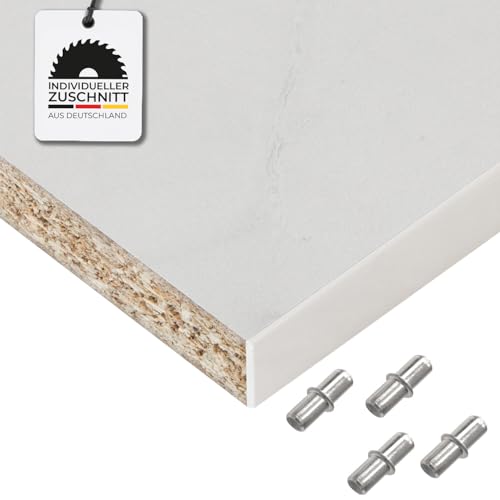 Hausfux Einlegeboden, Regalboden nach Maß - 1,9 cm Starke Spanplatte, melaminbeschichtet, einseitige ABS-Kante - Made in Germany - Maßanfertigung - für Möbelbau (India Marmor, 100 x 60 cm) von Hausfux