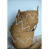 Korb Geflochten Mit Griff 3Er Set Aufbewahrung Seegrass Blumentopf Wäschekorb Organizer Deko Strohkorb Rattan Übertopf Pflanzer Fransen Korb Geflochten Mit Griff 3Er Set Aufbewahrung Seegrass Blumentopf Wäschekorb Organizer Deko Strohkorb Rattan Übertopf Pflanzer Fransen von HausGartenDeko