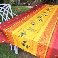 Tischdecke Rechteckig Länge 240/300 350 cm Oliven Provence Gelb Rot Pflegeleicht von HausNr22Shop