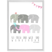Elefantenbild, Kindebild, Geschenk Zur Geburt, Taufe"Sei Wild Und Frech " Elefantenbild, Kindebild, Geschenk Zur Geburt, Taufe"Sei Wild Und Frech " von HausNr26