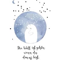 Kinderbild, Kinderzimmerposter, Geschenk, Geschenk Taufe, Geburt, Bär Paar, Liebe Paar "Die Welt Ist Schön Wenn Du Drauf Bist" von HausNr26