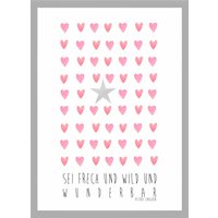 Kinderzimmer Poster, Kinderzimmerbild, Taufe, Geburt, Geschenk, Herz"Sei Wild Und Frech" von HausNr26