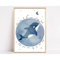 Kinderzimmerbild, Geschenk Geburt, Kinderzimmerposter, Wal Kinderzimmer, Pinguin Geburt Kinderzimmerbild, Geschenk Geburt, Kinderzimmerposter, Wal Kinderzimmer, Pinguin Geburt von HausNr26