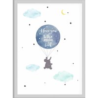 Kunstdruck, Kinderzimmerposter, Kinderzimmerbild, Geschenk Taufe, Geschenk Geburt"To The Moon & Back" von HausNr26