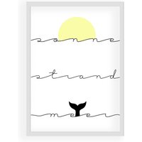 Kunstdruck, Poster, Geschenk, Wandegestaltung, Wal"Sonne, Strand, Meer" von HausNr26