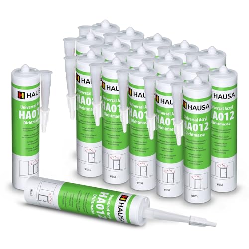 HAUSA Maler-Acryl 18x 310ml elastische Acryl-Dichtmasse HA012 für Fugen im Innen & Außen Bauacryl zum Verfugen von Türen Fenstern Fensterblättern, Füllen von Wand- Decken- Fassadenrissen, weiß HAUSA Maler-Acryl 18x 310ml elastische Acryl-Dichtmasse HA012 für Fugen im Innen & Außen Bauacryl zum Verfugen von Türen Fenstern Fensterblättern, Füllen von Wand- Decken- Fassadenrissen, weiß von Hausa