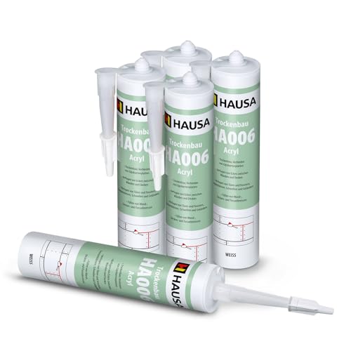 Hausa Maler-Acryl HA006 Universal elastische Acryl-Dichtstoff Weiß für Anwendungen im Innen- und Aussenbereich, überstreichbar, geruchlos, 5 x 310 ml Kartusche von Hausa