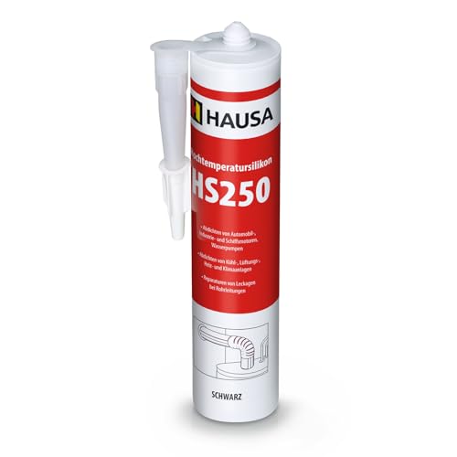 HAUSA Hochtemperatur-Silikon HS250 | Profi Fugen Kleb- & Dichtstoff für Temperaturen bis zu 305°C | Starke Haftung | Schnelle Aushärtung | Hohe chemische Resistenz | 310ml (Schwarz) von Hausa