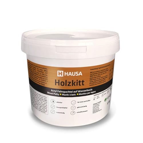 HAUSA Holzkitt 5 kg Buche Mittel Holzspachtelmasse, Kitt für Holz, Holzspachtel/Füllmasse zum Reparieren von Holzschäden gebrauchsfertig ausgezeichnete Füllkraft schnelltrocknend rissbeständig von Hausa