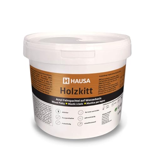 HAUSA Holzkitt 5 kg Esche Holzspachtelmasse, Kitt für Holz, Holzspachtel/Füllmasse zum Reparieren von Holzschäden gebrauchsfertig ausgezeichnete Füllkraft schnelltrocknend rissbeständig von Hausa