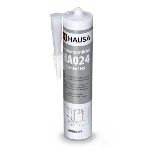 HAUSA Reparatur-Mörtel Cement Fix HA024 310ml zementgrau gebrauchsfertiger Fugenmörtel zum Verfugen Füllen Ausbessern von Fugen Brüchen Rissen, Express Zement für Innen & Außen, Dichtmasse von Hausa