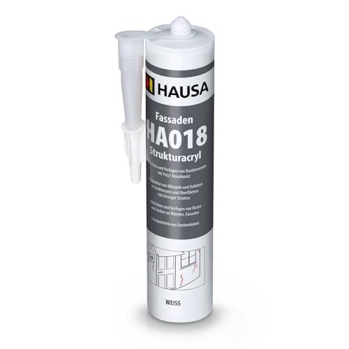 HAUSA Struktur-Acryl Fassaden-Acryl 310ml weiß körniger Acryl-Dichtstoff HA018 zum Verfugen Füllen von Rissen Fugen Löchern im Innen- Außenbereich elastische Fugenmasse mit Körnung Putzacryl von Hausa