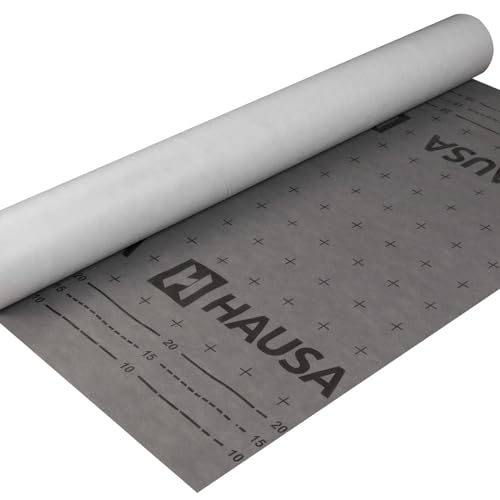 HAUSA Unterspannbahn 130g/m² grau 450m² (6x1,5mx50m) hochdiffusionsoffene wasserdichte Unterdeckbahn witterungs- alterungsbeständig reißfest Schalungsbahn Ultra HU130 mit 2 Selbstklebestreifen von Hausa