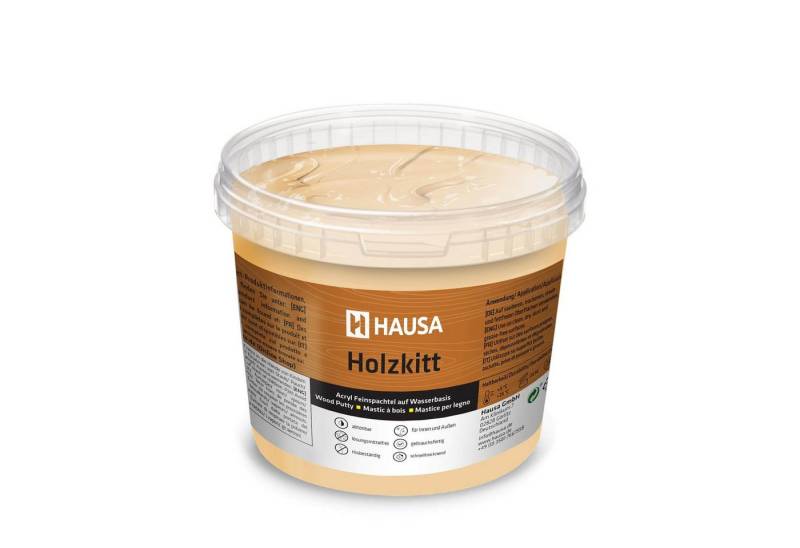 Hausa Holz-Reparaturset Holzkitt, 1kg gebrauchsfertig ausgezeichnete Füllkraft rissbeständig, 1-St., Eiche Hell Holzspachtelmasse Kitt für Holz, Holzspachtel/Füllmasse zum Reparieren von Hausa