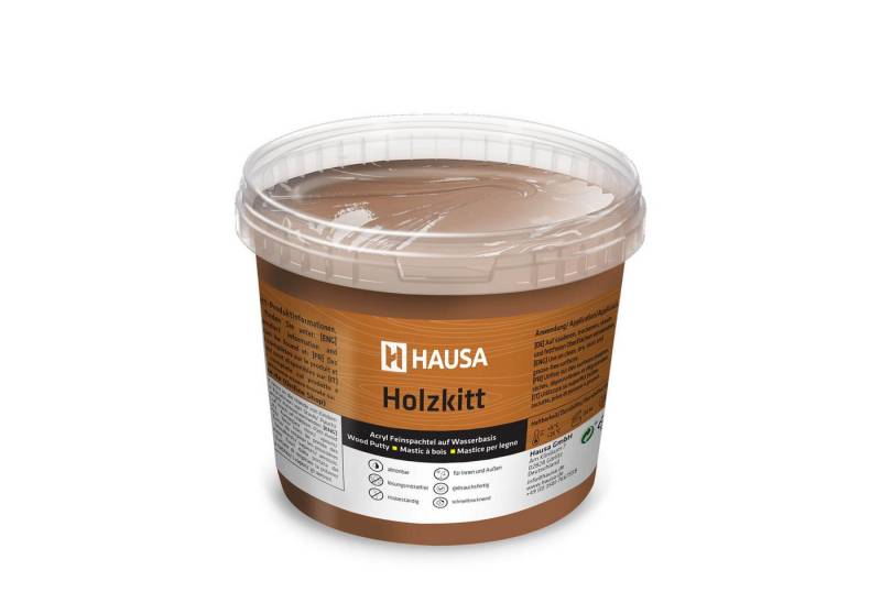 Hausa Holz-Reparaturset Holzkitt, 1kg gebrauchsfertig ausgezeichnete Füllkraft rissbeständig, 1-St., Nussbaum Dunkel Holzspachtelmasse Kitt für Holz, Holzspachtel/Füllmasse zum Reparieren von Hausa