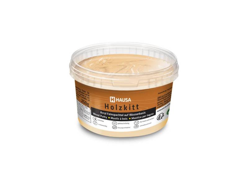 Hausa Holz-Reparaturset Holzkitt, 250g gebrauchsfertig ausgezeichnete Füllkraft rissbeständig, 1-St., Gramm Eiche Natur Holzspachtelmasse Kitt für Holz, Holzspachtel/Füllmasse zum Reparieren von Hausa