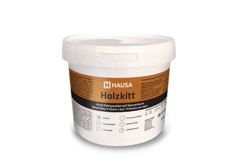 Hausa Holz-Reparaturset Holzkitt, 5kg gebrauchsfertig ausgezeichnete Füllkraft rissbeständig, 1-St., Nussbaum Holzspachtelmasse Kitt für Holz, Holzspachtel/Füllmasse zum Reparieren von Hausa