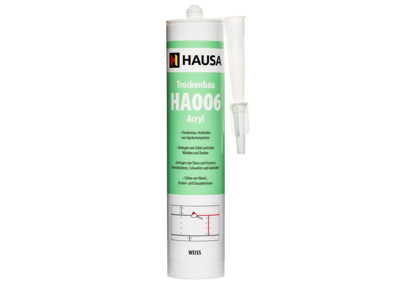 Hausa Maleracryl, Trockenbau Acryl Dichtstoff HA006, Kartusche 310 ml, (Spachtel Fugen Wand Decke Dicht, 1-tlg., Fugendicht Abdichtung), Maleracryl Bauacryl plasto-elastisch 15% von Hausa