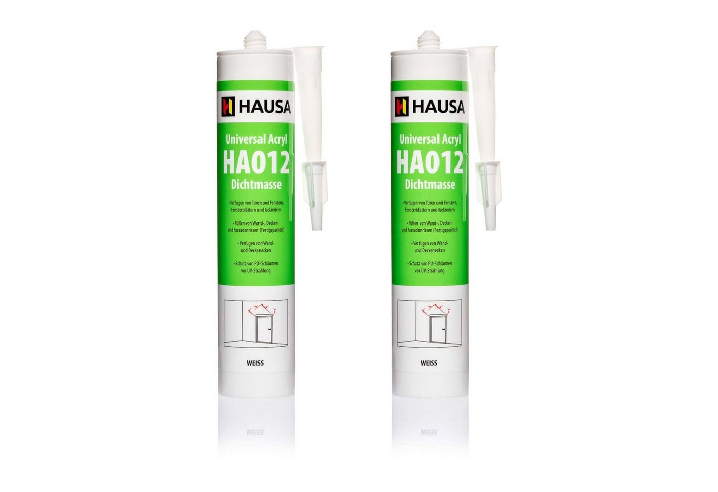 Hausa Maleracryl, Universal Acryl Dichtstoff HA012, Kartusche 310 ml, (Fugendicht Abdichtung, 2-tlg., Maleracryl Bauacryl Trockenbau), universelle Anwendung von Hausa