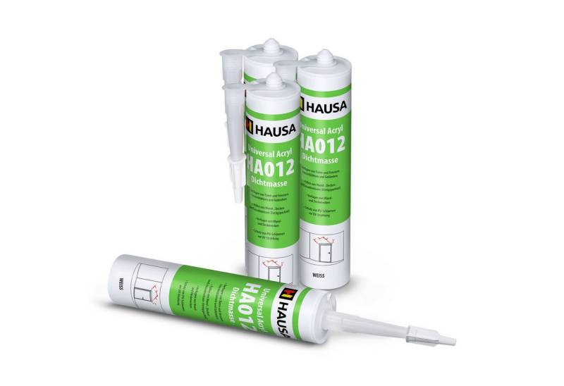 Hausa Maleracryl hochwertiger Dichtmasse, Universal Acryl Dichtstoff HA012, Kartusche 310 ml, (Fugendicht Abdichtung, 4-tlg., Maleracryl Bauacryl Trockenbau), universelle Anwendung von Hausa