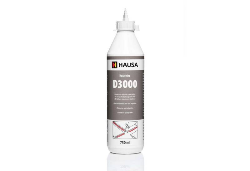 Hausa Montagekleber Holzleim D3, (1 x 750 ml Wasserfest Weißleim Leim, 1-tlg), lösemittelfrei Holzkleber Bastel Stark für vielseitige Verleimungs von Hausa