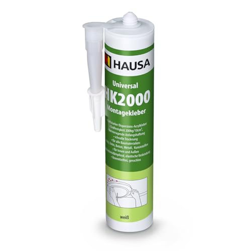 Hausa Construction Klebstoff HK2000 Styroporkleber Starke Anfangshaftung, Weiße und Elastische Fuge, Lösemittelfrei, Überstreichbar, Geruchsneutral, alterungs- und UV-beständig, extra stark, 310ml von Hausa