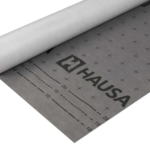 Unterspannbahn 100g/m² flexible hochdiffusionsoffene Unterdeckbahn 9x1,5mx50m (675m²) reißfest witterungsbeständig dreilagig mit Selbstklebestreifen wasserdicht Schalungsbahn HAUSA Classic HU100SK von Hausa