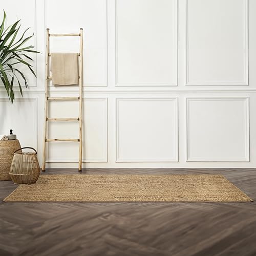 Hausattire Handgewebter Jute-Läufer, geflochten, 60 x 180 cm, Natur, wendbar, für Flur, Küche, Wohnzimmer – 61 x 183 cm von Hausattire