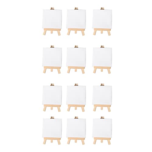 Hausdec Künstler 3 x 3 Mini Leinwand & 5 Mini Staffelei Set Malerei Zeichnung - Set Enthält: 12 Mini Leinwände & 12 Mini Staffelei von Hausdec