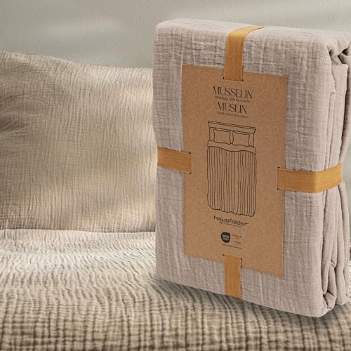 Hausfelder Bettwäsche 100x135 cm - Bettbezüge aus atmungsaktiver Baumwolle, Superweich, Oeko-Tex Zertifiziert (Beige, 100x135cm Bettbezug) von Hausfelder
