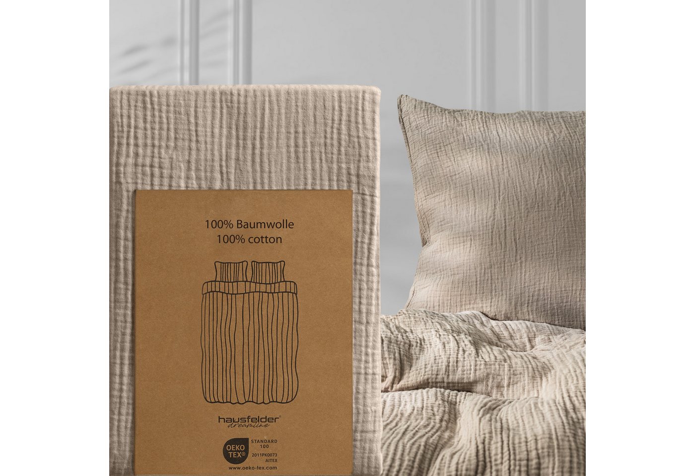 Hausfelder Bettwäsche Musselin 2er Set, 1 x Bettbezug 135x200 + 1 x Kissen 40x80, Hellbeige, Crinkle-Effekt, atmungsaktiv, temperaturausgleichend Hausfelder Bettwäsche Musselin 2er Set, 1 x Bettbezug 135x200 + 1 x Kissen 40x80, Hellbeige, Crinkle-Effekt, atmungsaktiv, temperaturausgleichend von Hausfelder