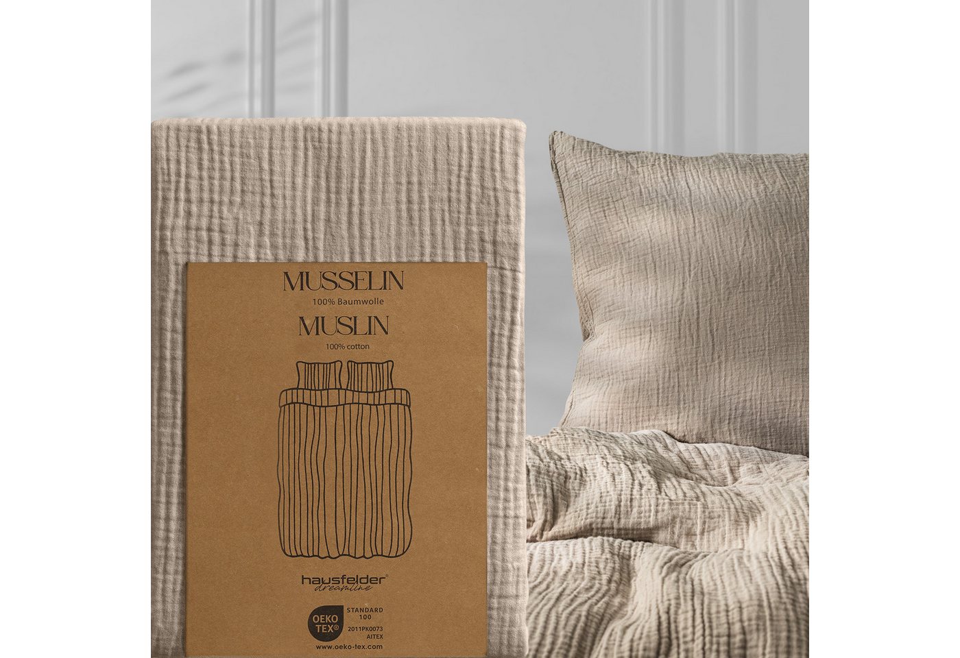 Hausfelder Bettwäsche Musselin 4er Set, 2 x Bettbezug 135x200 + 2 x Kissen 40x80, Graubeige, Crinkle-Effekt, atmungsaktiv, temperaturausgleichend Hausfelder Bettwäsche Musselin 4er Set, 2 x Bettbezug 135x200 + 2 x Kissen 40x80, Graubeige, Crinkle-Effekt, atmungsaktiv, temperaturausgleichend von Hausfelder