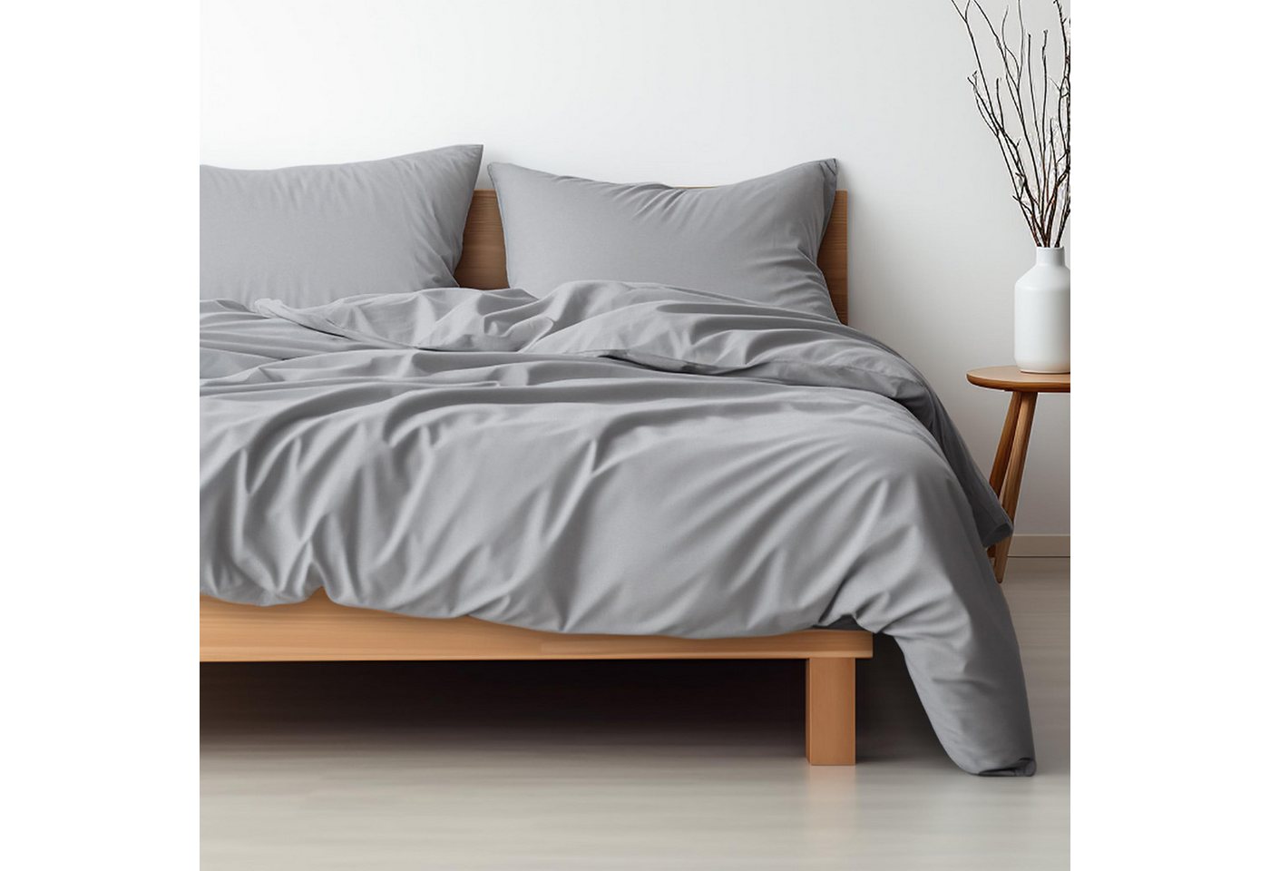 Hausfelder Bettwäsche Set 200x200 cm (2 x Kissenbezug 80x80 cm + Decke 200x200 cm), 3 teilig, Bettwäsche, weich, pflegeleicht, mit Reißverschluss von Hausfelder