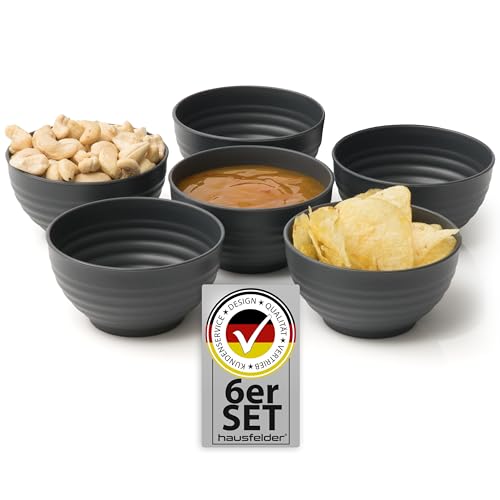 Hausfelder Dip Schalen Set 6 x 180 ml, Snackschalen, Tapas Schale klein, Schälchen für Raclette, Dips aus Kunststoff, Melamin-frei, in Anthrazit Schwarz von Hausfelder