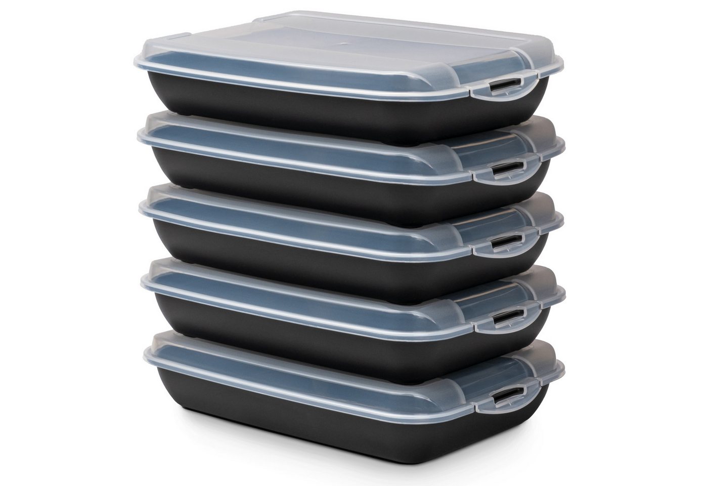 Hausfelder Frischhaltedose Aufschnittbox 5er Set (5 x Black), (Set, 5-tlg., Aufschnittboxen inklusive Deckel), stapelbare Aufschnittdosen von Hausfelder