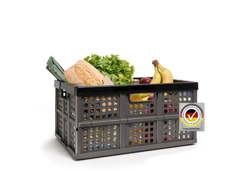 Hausfelder Klappbox Klappkiste, Kunststoff Faltkorb, Klappkorb für Einkäufe und Transport, 45 l, zusammenklappbar, BPA-freier Kunststoff von Hausfelder