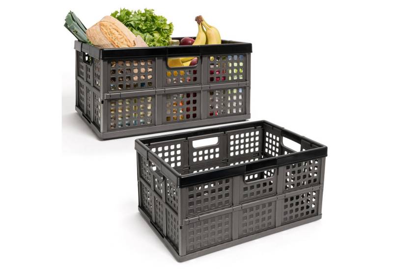 Hausfelder Klappbox Klappkiste, Kunststoff Faltkorb, Klappkorb für Einkäufe und Transport, 45 l, zusammenklappbar, BPA-freier Kunststoff von Hausfelder
