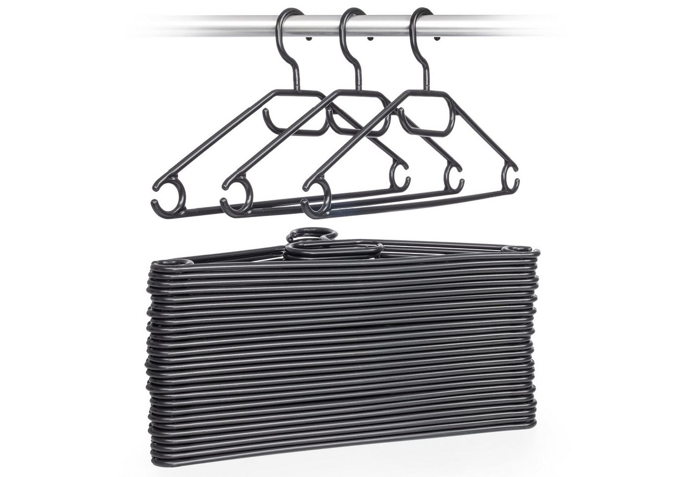Hausfelder Kleiderbügel Bügel schwarz (Schwarz, 30), (30-tlg), Kunststoff von Hausfelder