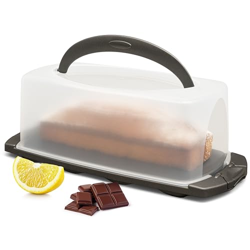 Hausfelder Kuchen Transportbox rechteckig, Kuchenbox für Kastenkuchen, Kuchentransportbox Kastenform und Kuchenbehälter länglich, Box 34 x 17 x 12 cm von Hausfelder