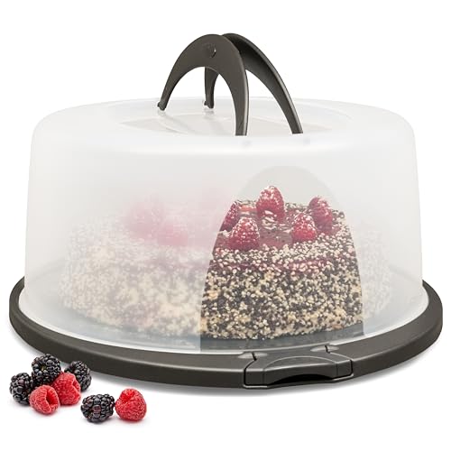 Hausfelder Kuchen Transportbox rund, Tortentransportbox mit Haube und Griff, Tortenglocke 33 cm Durchmesser, Höhe 16 cm von Hausfelder