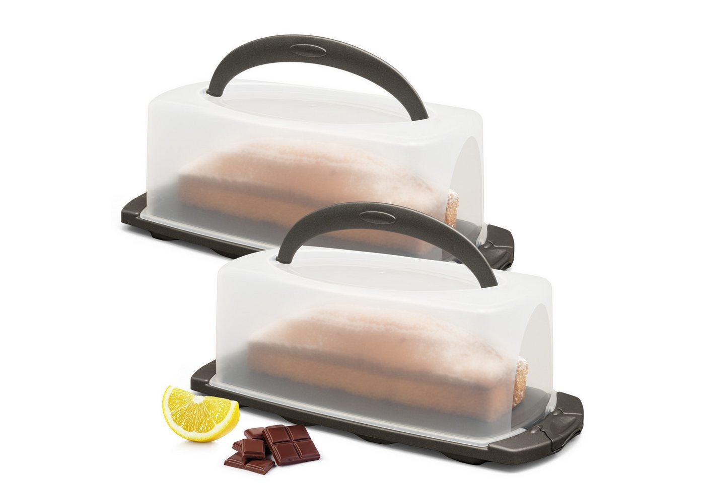 Hausfelder Kuchentransportbox Tortentransportboxen 2er Set, 2x rechteckig hoch, Kunststoff, (Set, 2-tlg., 2 verschiedene Boxen), Transportboxen mit Deckel von Hausfelder