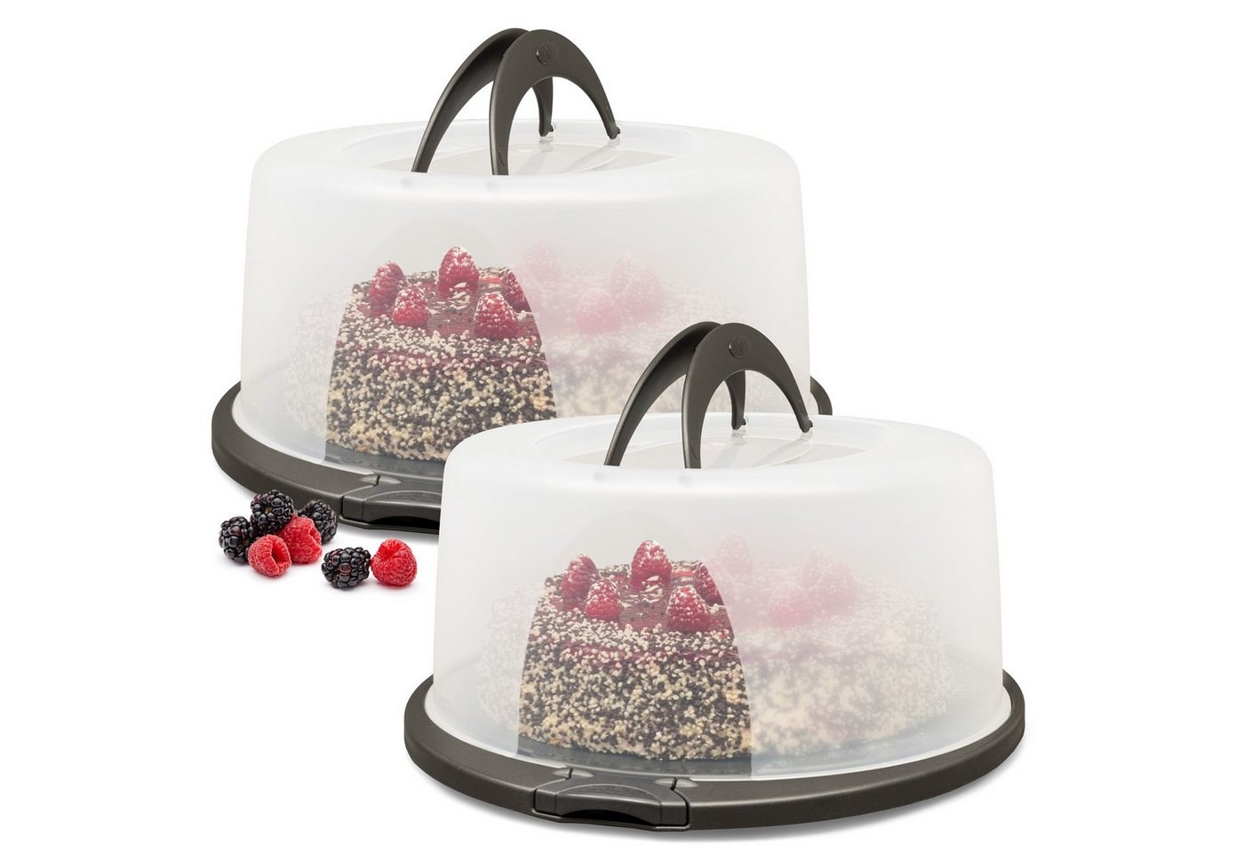 Hausfelder Kuchentransportbox Tortentransportboxen 2er Set, 2x rund, Kunststoff, (Set, 2-tlg., 2 verschiedene Boxen), Transportboxen mit Deckel von Hausfelder