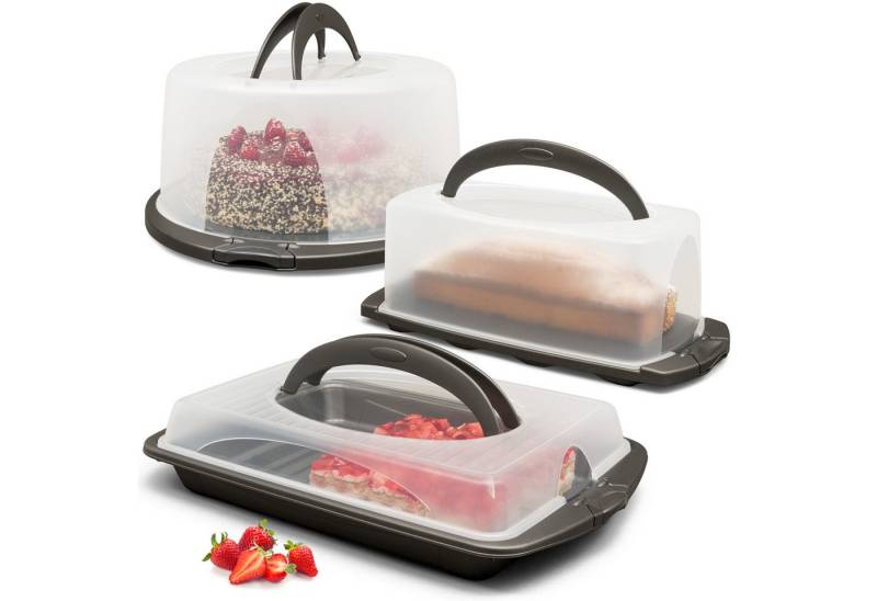 Hausfelder Kuchentransportbox Tortentransportboxen Vorteilspack 3 Stk., Kunststoff, (Set, 3-tlg., 3 verschiedene Boxen), Transportboxen mit Deckel von Hausfelder