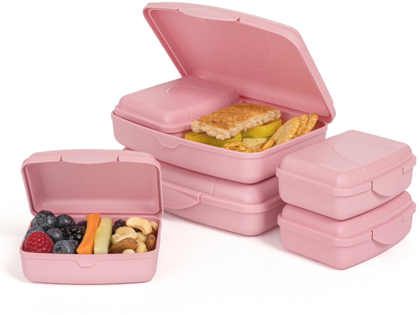 Hausfelder Lunchbox Hausfelder Brotdosen Set flach (RosePink, 6er Set), Kunststoff, (6-tlg) von Hausfelder