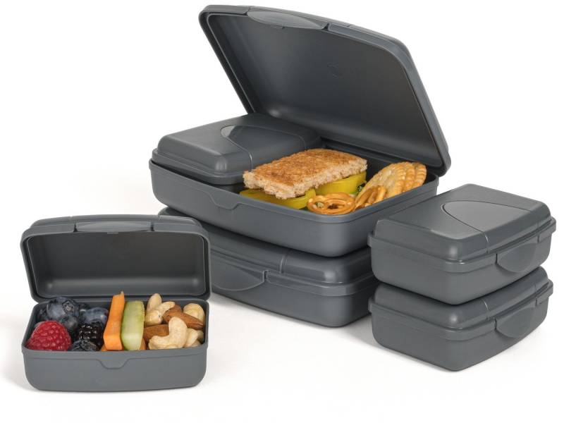 Hausfelder Lunchbox Hausfelder Brotdosen Set flach (SlateGrey, 6er Set), (6-tlg) von Hausfelder